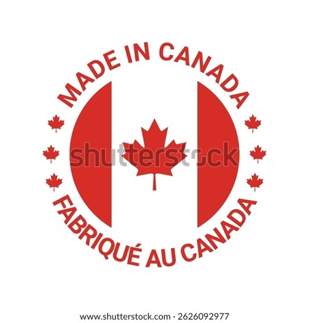 made in canada logo label design with circle flag maple element	