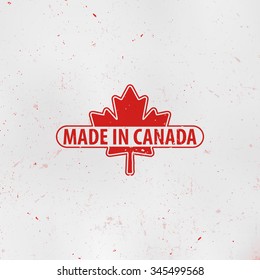 Made in Canada. Maple Leaf Red stamp. National Flag.
