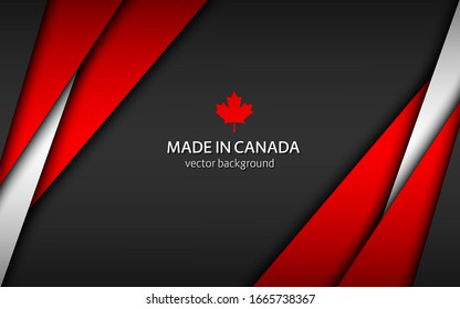 Made in Canada, modern vector background with Canadian colors, overlayed sheets of paper in Canadian colors, abstract widescreen background