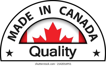 Made in Canada Quality icon, circle button, vector quality certificate illustration.