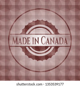 Made in Canada red seamless emblem with geometric pattern.