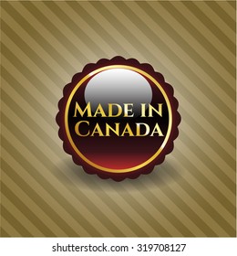 Hergestellt in Kanada, roter glänzender Button