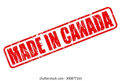 Made in Canada red stamp text on white