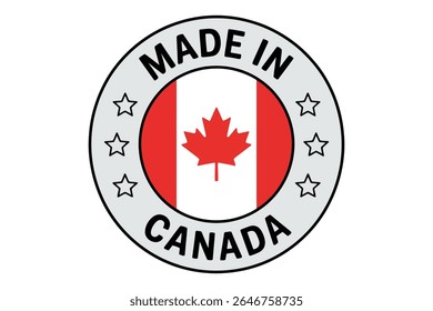 Made in Canada round badge with Canadian flag and stars a symbol of product origin and national pride