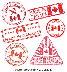 Made in Canada. Rubber stamp vector illustrations 