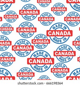 Made in Canada seamless pattern background icon. Flat vector illustration. Canada sign symbol pattern.