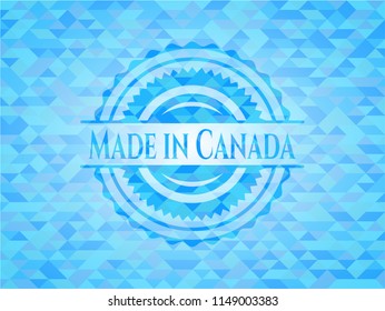 Made in Canada sky blue emblem. Mosaic background
