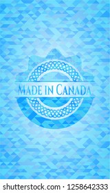 Made in Canada sky blue emblem. Mosaic background