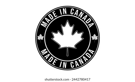 made in Canada stamp, black isolated silhouette