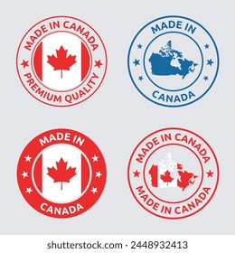 made in Canada stamp, Canadian product labels set