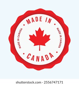 Made in Canada. Made in Canada stamp, logo, icon, poster. Canadian product emblem. Quality Product Canadian Made stamp, sticker.