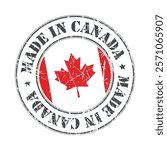 Made in Canada stamp scratched flag badge logo vector illustration