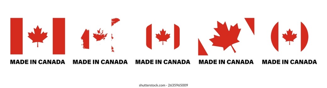 Made in Canada stickers icon set