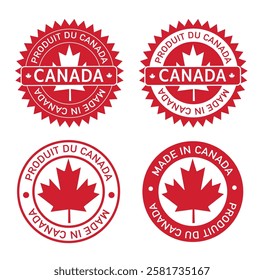 Made in canada symbol red emblem label sticker vector