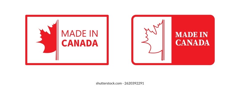 Made in canada symbol red emblem label sticker vector