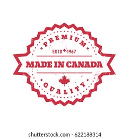 Made In Canada, Vector Badge, Round Label Over White