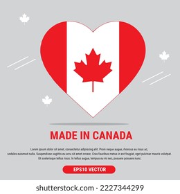 Made in Canada. Vector design of love symbols. Eps10 Vector Illustration