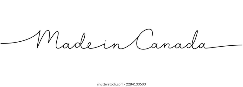 Made in Canada - word with continuous one line. Minimalist drawing of phrase illustration. Canada country - continuous one line illustration.
