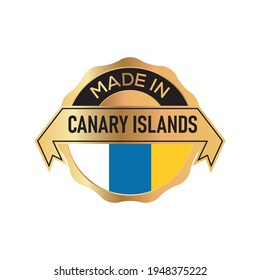 Made in CANARY ISLANDS logo badge with  flag