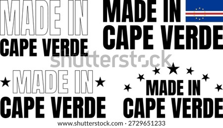 Made in Cape Verde icons set with bold font in various designs and styles