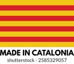 Made in Catalonia icon . Catalonia product label icon with flag . Vector illustration