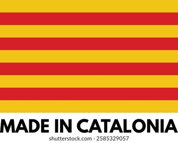 Made in Catalonia icon . Catalonia product label icon with flag . Vector illustration