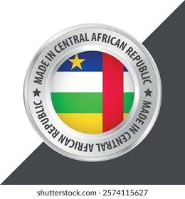 Made in Central African Republic badge logo flag sticker 3d vector illustration isolated on white