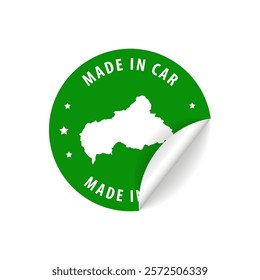 Made in Central African Republic - Country Map Sticker. Best Quality. Original Product. Vector illustration.