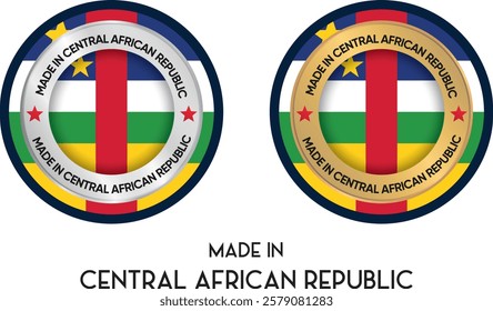 Made in Central African Republic. Premium labels, stickers, pointer, badge and symbol of Central African Republic flag icon. Collection vector illustration