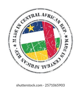 Made in Central African Republic stamp scratched flag badge logo vector illustration