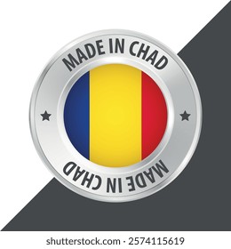 Made in Chad badge logo flag sticker 3d vector illustration isolated on white