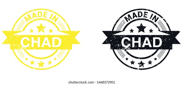 Made in Chad collection of ribbon, label, stickers, badge, icon and page curl with Chad
 flag symbol. Vector illustration isolated on white background.  Stamp with Made in Chad
 text.