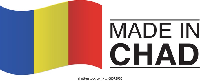 Made in Chad collection of ribbon, label, stickers, badge, icon and page curl with Chad
 flag symbol. Vector illustration isolated on white background.  Stamp with Made in Chad
 text.