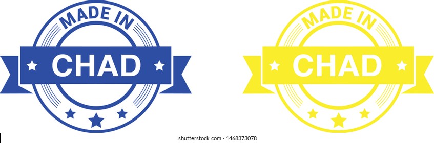 Made in Chad collection of ribbon, label, stickers, badge, icon and page curl with Chad
 flag symbol. Vector illustration isolated on white background.  Stamp with Made in Chad
 text.
