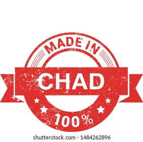 Made in Chad collection of ribbon, label, stickers, badge, icon and page curl with Chad
 flag symbol. Vector illustration isolated on white background.  Stamp with Made in Chad
 text.

