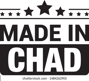 Made in Chad collection of ribbon, label, stickers, badge, icon and page curl with Chad
 flag symbol. Vector illustration isolated on white background.  Stamp with Made in Chad
 text.

