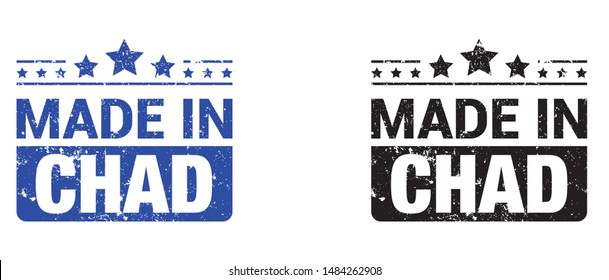 Made in Chad collection of ribbon, label, stickers, badge, icon and page curl with Chad
 flag symbol. Vector illustration isolated on white background.  Stamp with Made in Chad
 text.

