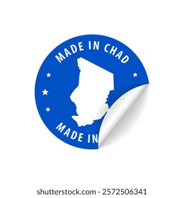 Made in Chad - Country Map Sticker. Best Quality. Original Product. Vector illustration.