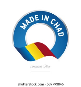 Made in Chad flag blue color label logo icon