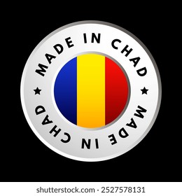 Hecho en Chad - es un estado independiente en la encrucijada de África del Norte y Central, insignia de texto emblema