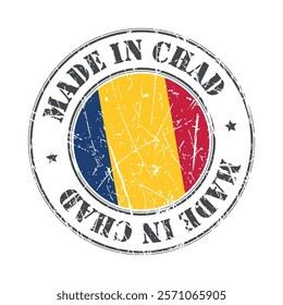 Made in Chad stamp scratched flag badge logo vector illustration