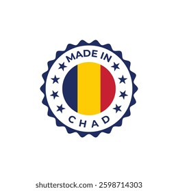 made in chad vector badge design with national flag colors and stars