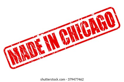 MADE IN CHICAGO RED STAMP TEXT ON WHITE