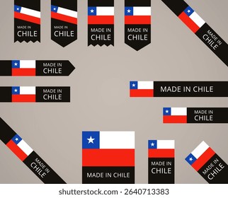 Made in Chile - black edge labels with Chilean flag