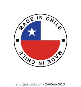 MADE IN CHILE circle stamp with flag on white background vector Template