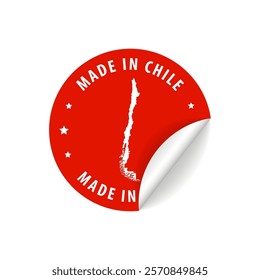 Made in Chile - Country Map Sticker. Best Quality. Original Product. Vector illustration.