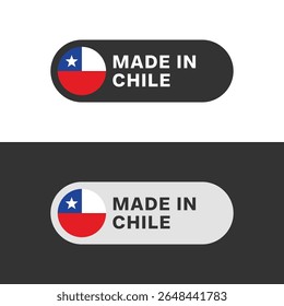 Made in Chile flag sticker icon isolated on white and black background