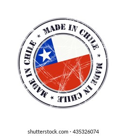 Made in Chile grunge rubber stamp with flag