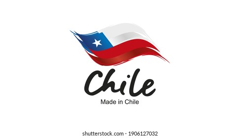 Made in Chile handwritten flag ribbon typography lettering logo label banner