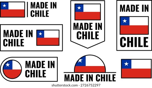 O conjunto de ícones Made in Chile exibe sinais distintos com o design da bandeira chilena